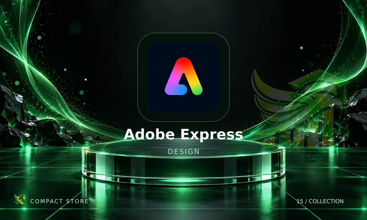 Logo de Adobe Express Premium 12 Meses em arte da Compact Store