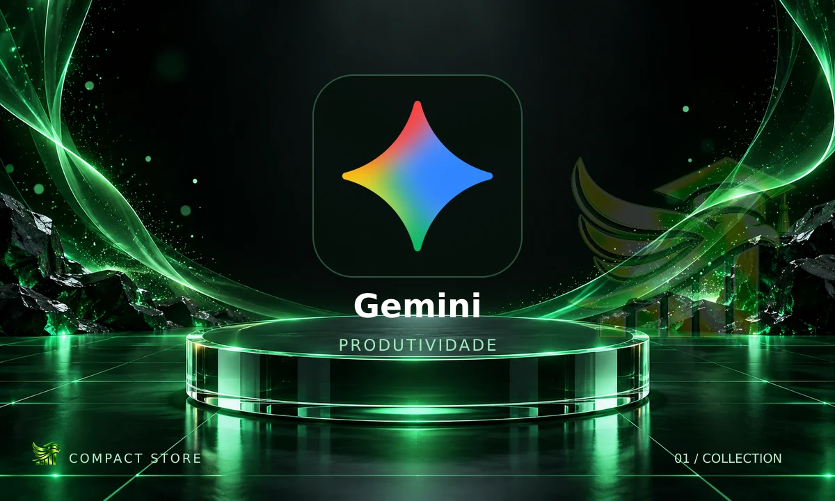 Logo de Gemini AI Pro 18 Meses em arte da Compact Store